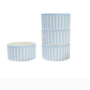Round House Sicily Blue and White Striped set of 4 dip bowls NEW